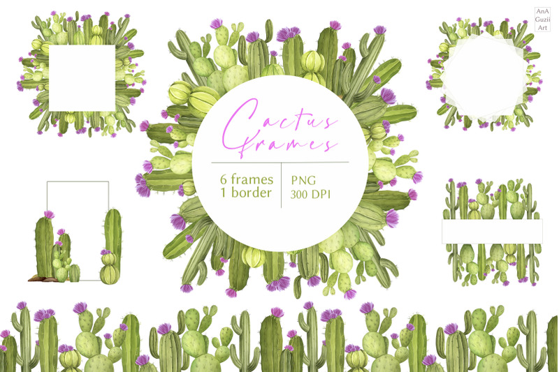 watercolor-cactus-frame-clipart