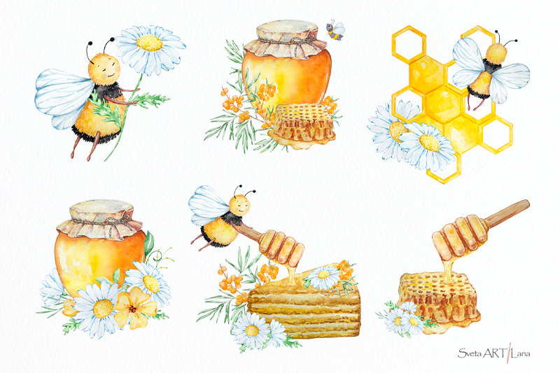 watercolor-honey-premade-composition-clipart