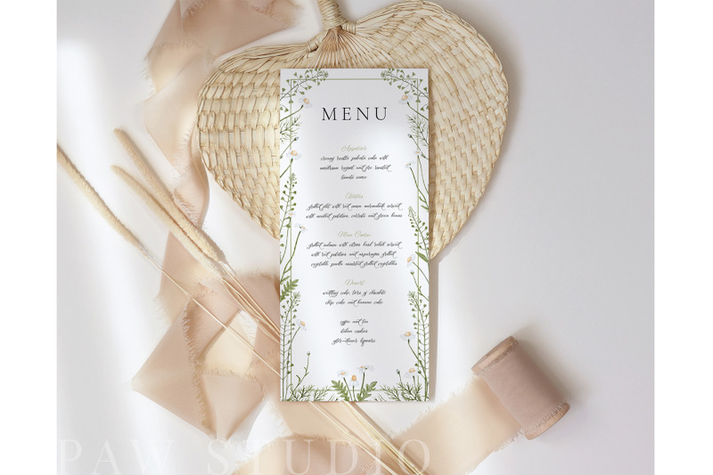 wildflower-menu-template-canva-wedding-minimal-modern-floral-daisy-gre