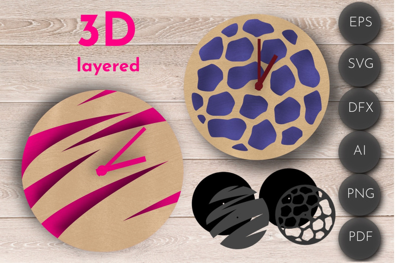 3d-layered-round-abstract-clock-glowforge-laser-cut-file