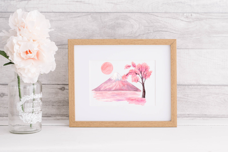 sakura-blossom-watercolor-clipart-spring-landscape-print