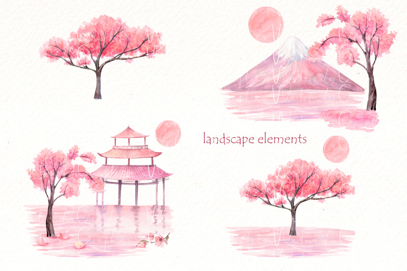 sakura-blossom-watercolor-clipart-spring-landscape-print