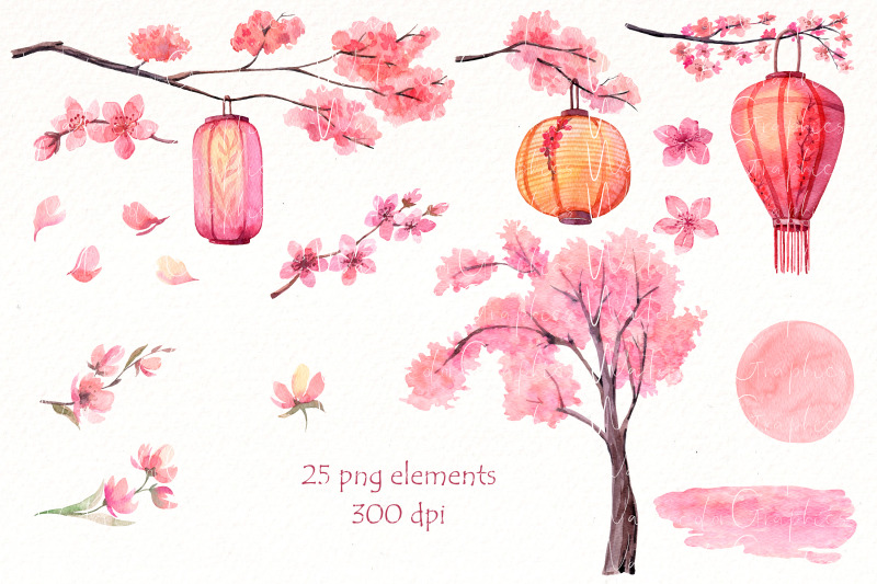 sakura-blossom-watercolor-clipart-spring-landscape-print