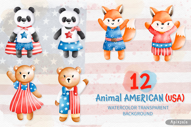4-july-usa-independence-day-cute-animal-clip-art
