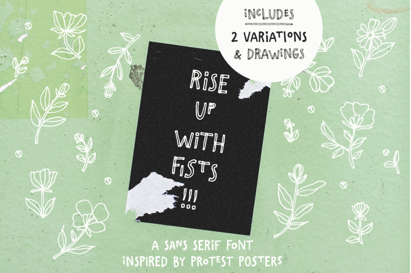 rise-up-with-fists-ligatures-font