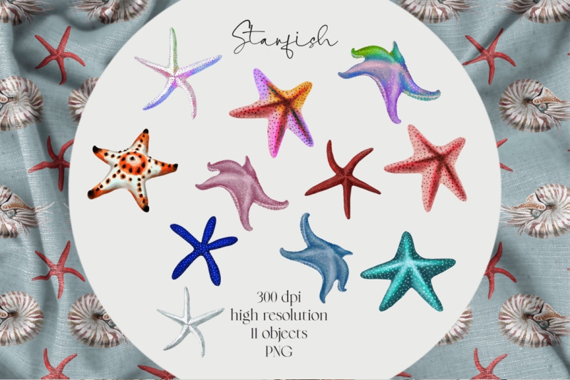 starfish-clipart-sea-star-watercolor-nautical-illustration