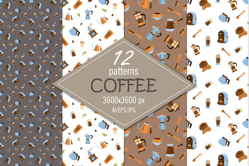 coffee-digital-paper-seamless-patterns