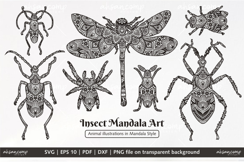 insect-mandala-art-boho-style-elements
