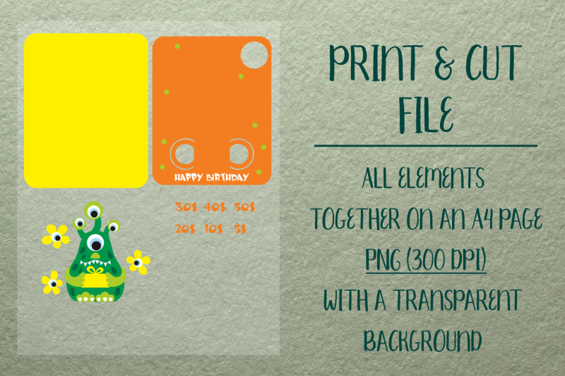 monster-birthday-card-money-holder-template