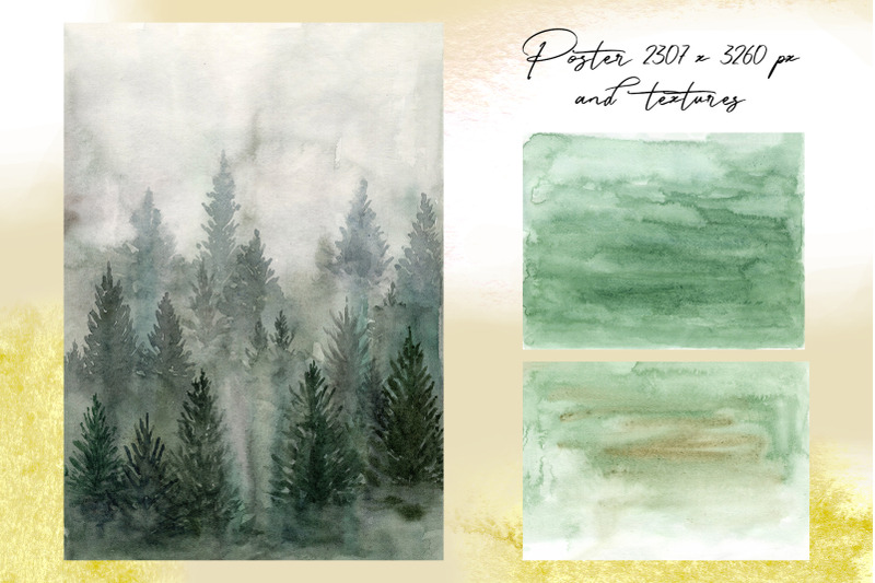 watercolor-forest-mountains-and-trees-cliparts-and-patterns