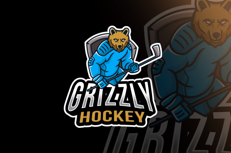 grizzly-hockey-sport-logo-template
