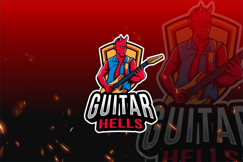 guitar-hells-esport-logo-template