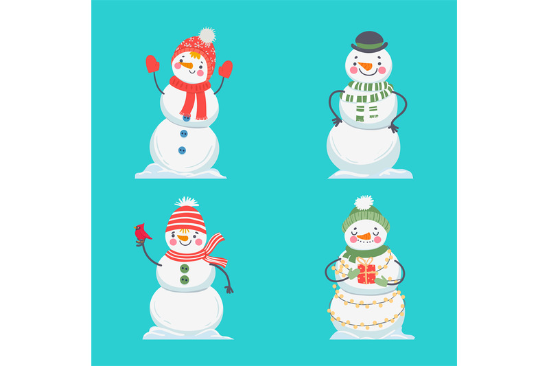 cute-christmas-snowman-in-scarf-and-hat