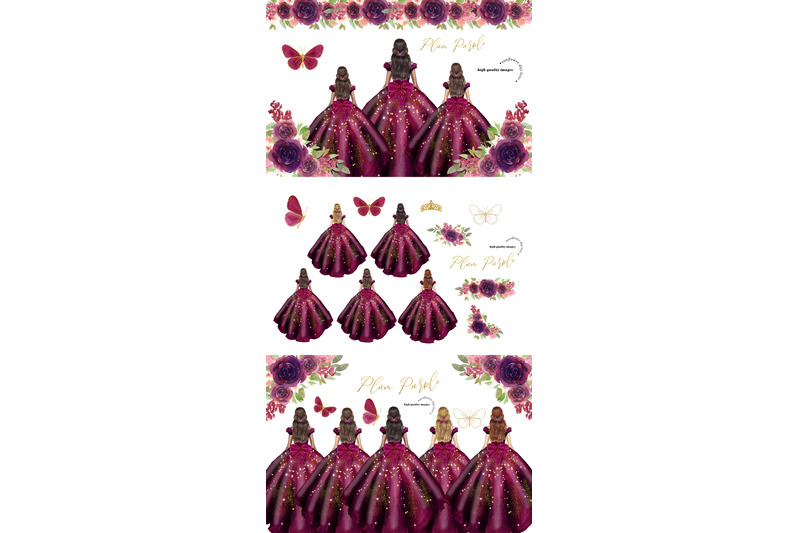elegant-plum-purple-princess-dress-clipart-plum-purple-flowers