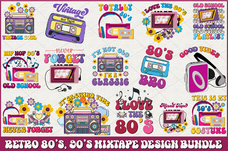vintage-80-039-s-90-039-s-mixtape-design-bundle