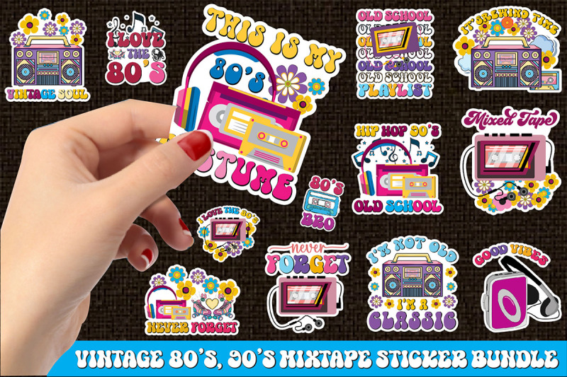 vintage-80-039-s-90-039-s-mixtape-sticker-bundle