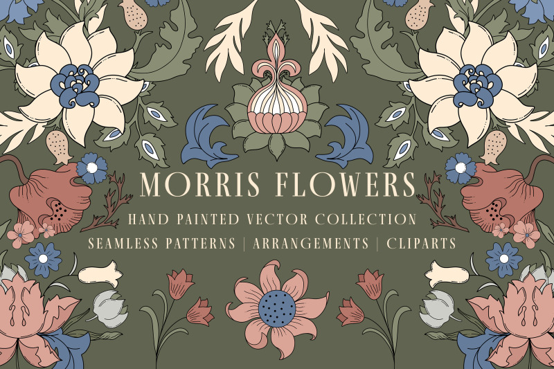 william-morris-garden-flowers-vector-collection