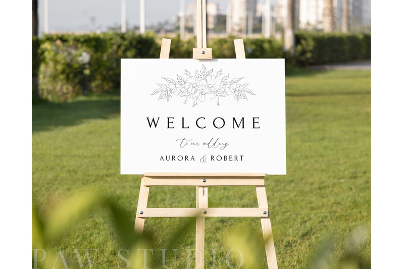 modern-minimalist-wedding-welcome-sign-canva-landscape-boho-floral