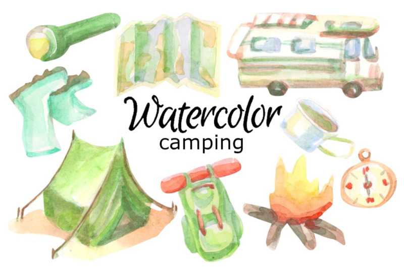 camping-watercolor-clip-art