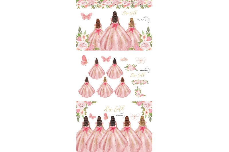 rose-gold-princess-dresses-clipart-rose-gold-butterfly