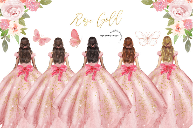 rose-gold-princess-dresses-clipart-rose-gold-butterfly
