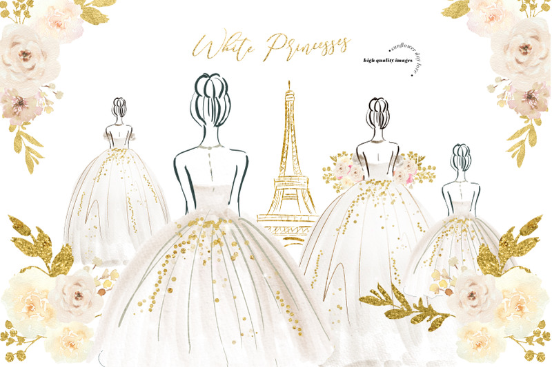 elegant-white-and-gold-glitter-princess-clipart-eiffel-tower-paris