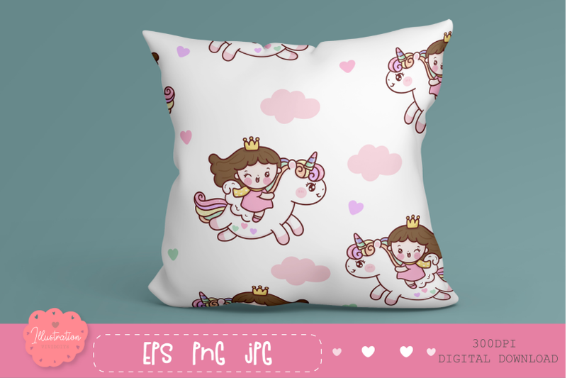 cute-unicorn-pattern-paper-seamless-pattern-and-princess