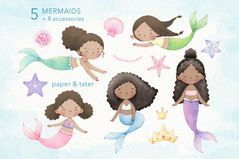 cute-mermaids-watercolor-clipart-mermaid-png