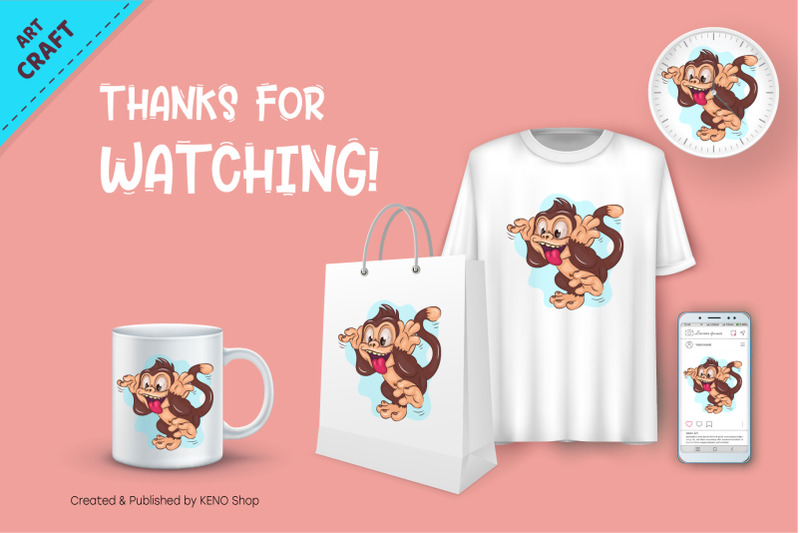 grimacing-cartoon-monkey-crafting-sublimation