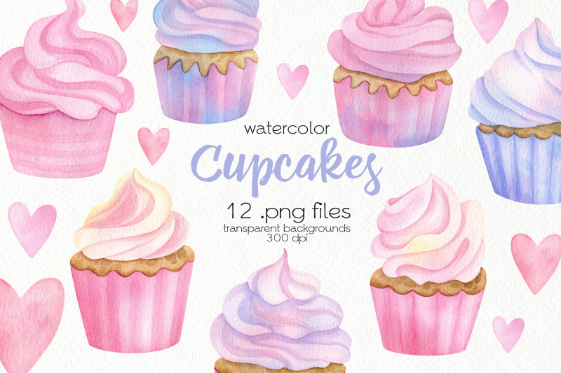 watercolor-cupcakes-clipart-png-files