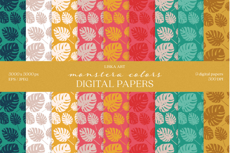 digital-papers-monstera-colors