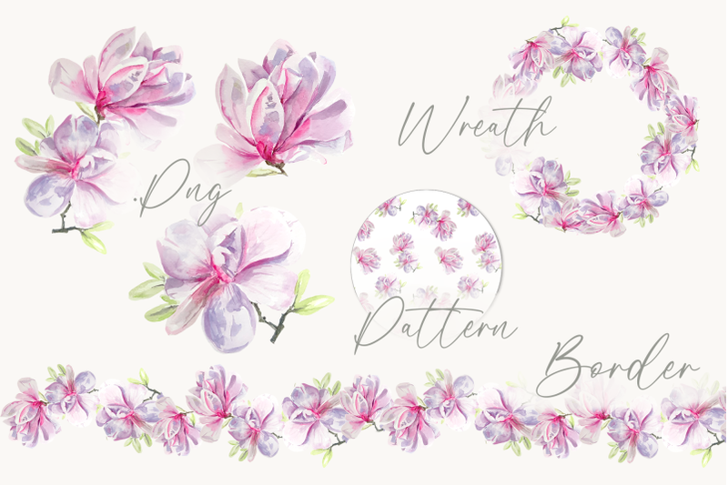 watercolor-magnolia-set