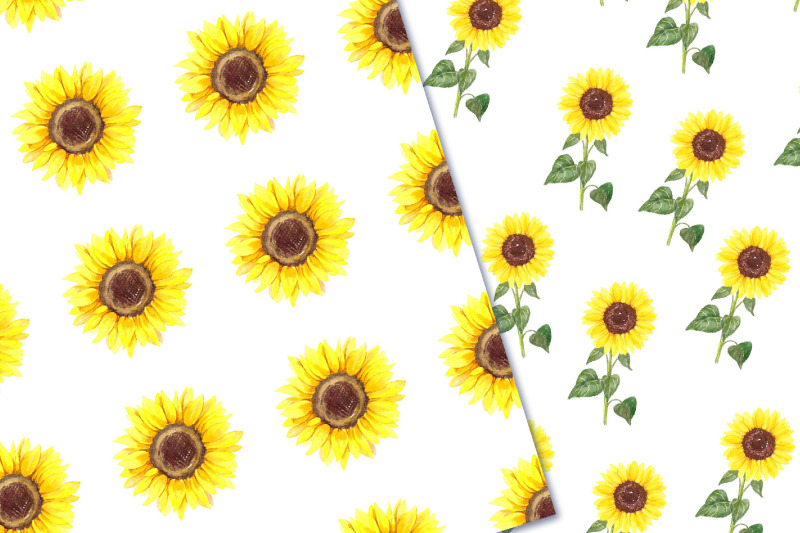 sunflowers-seamless-pattern-watercolor-yellow-flowers-paper