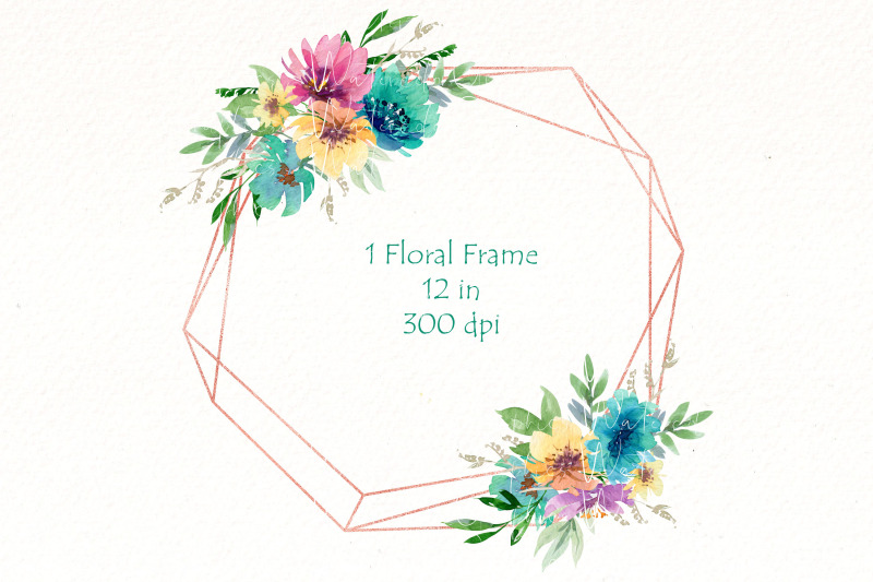 watercolor-floral-clipart-bundle-teal-flowers-bouquets-png