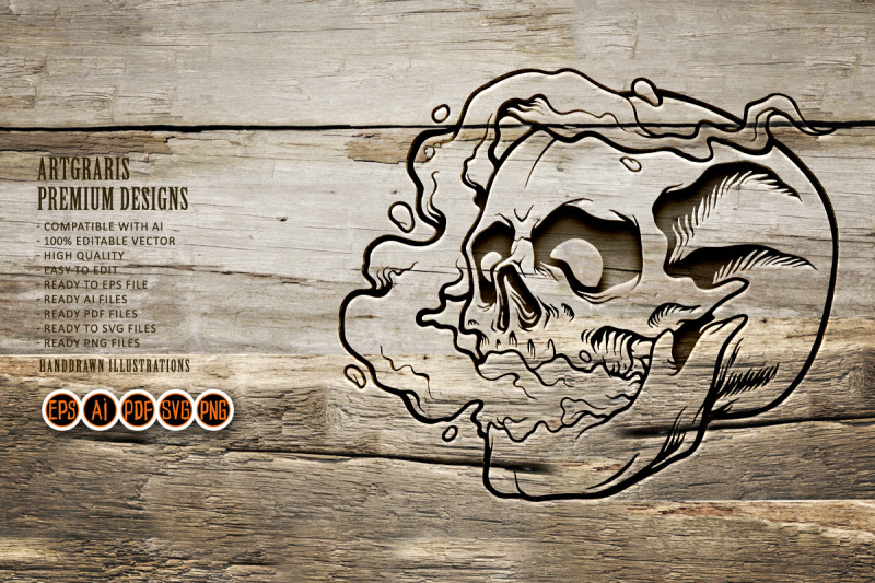skulls-stone-with-smoke-weed-silhouette-svg