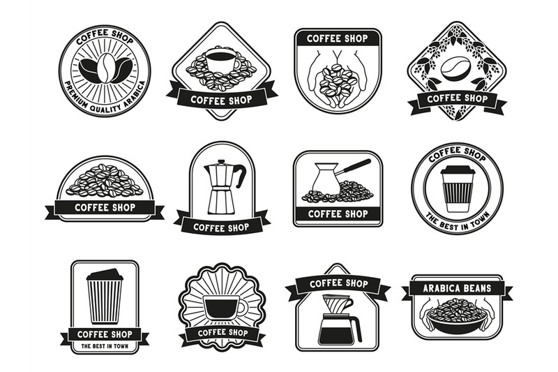 coffee-shop-badges-cafe-labels-with-espresso-cup-coffee-pot-and-arab