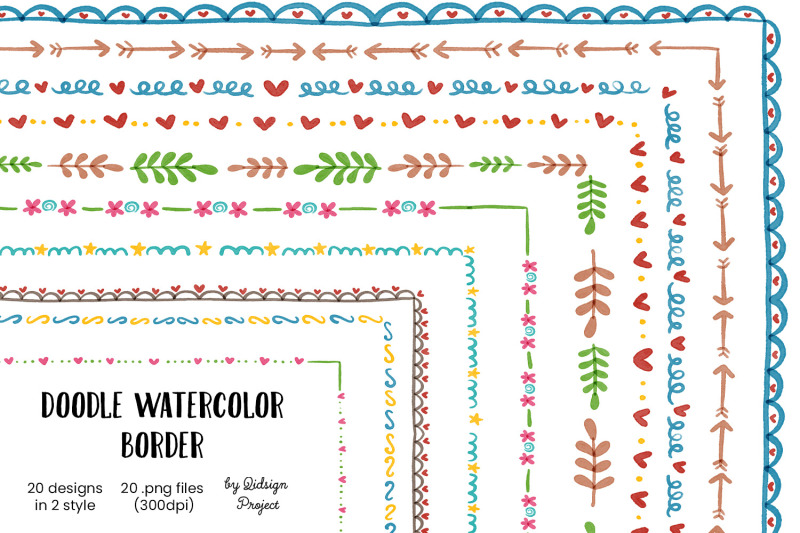 20-doodle-watercolor-border-decorative-elements