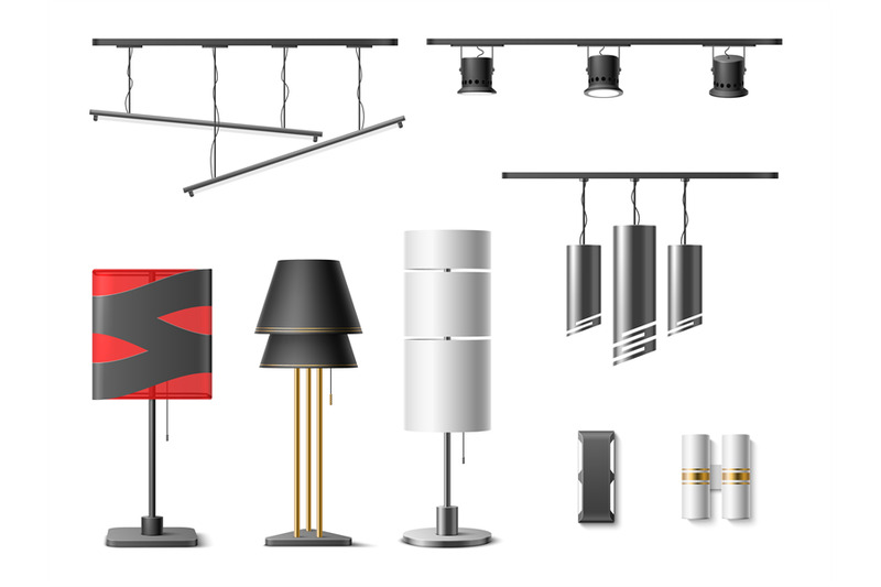 realistic-lamps-different-types-floor-hanging-and-table-lamps-loft