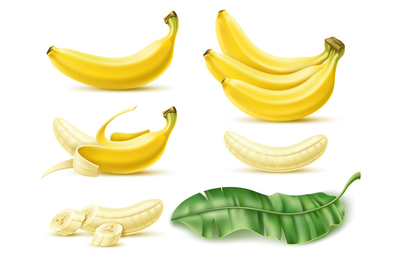 realistic-banana-tropical-dessert-fruit-whole-cut-and-peeled-green