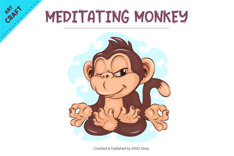 meditating-cartoon-monkey-crafting-sublimation