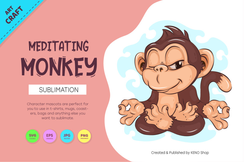 meditating-cartoon-monkey-crafting-sublimation