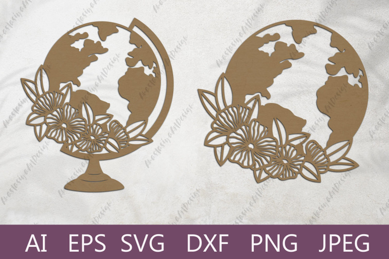 globe-with-flowers-svg-paper-cut-planet-earth-svg-map-dxf