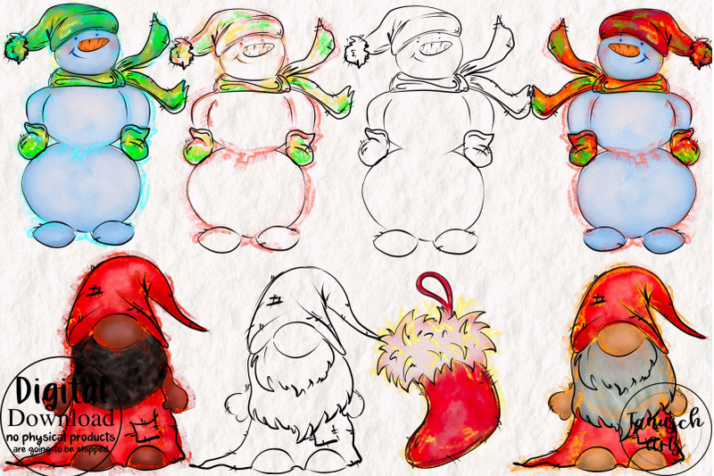 christmas-snowman-gnome-and-deer-clipart