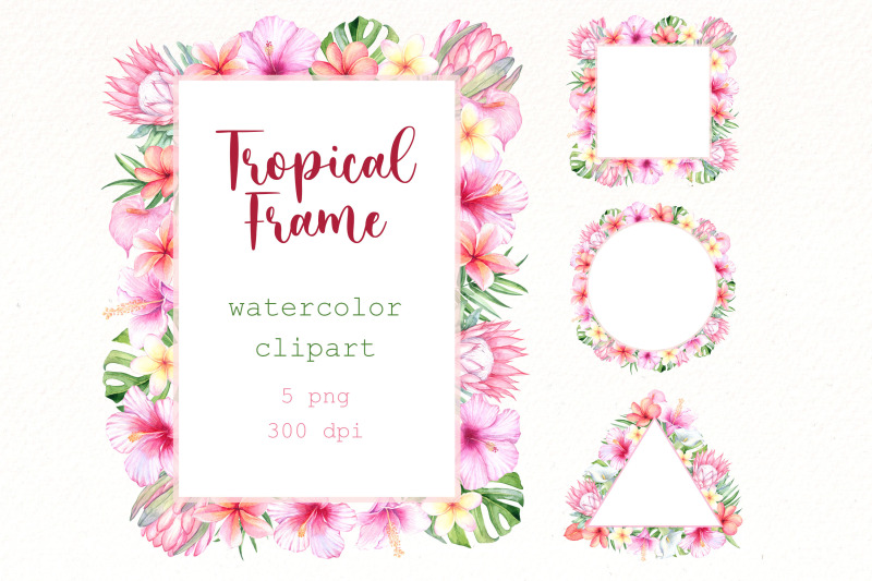 watercolor-tropical-flowers-clipart-floral-frame-png
