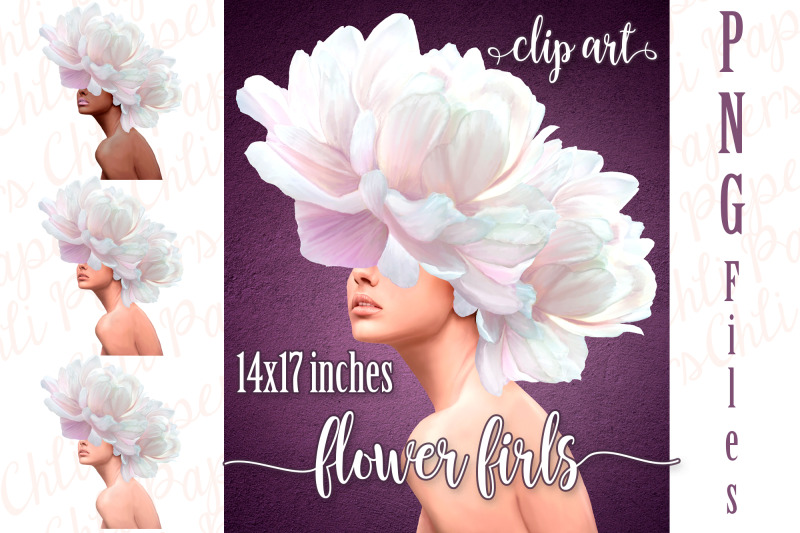 woman-head-flowers-wall-art-girls-clipart-cute-girl-clipart