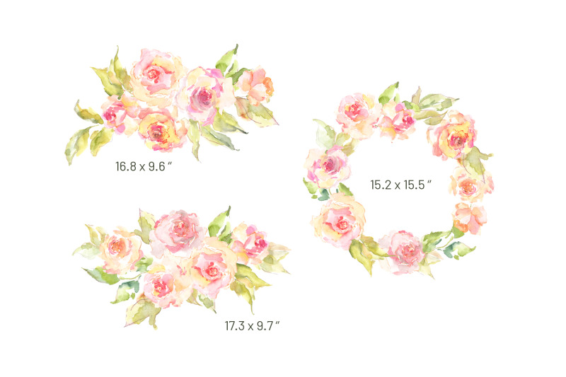 watercolor-pink-roses-flowers-leaves