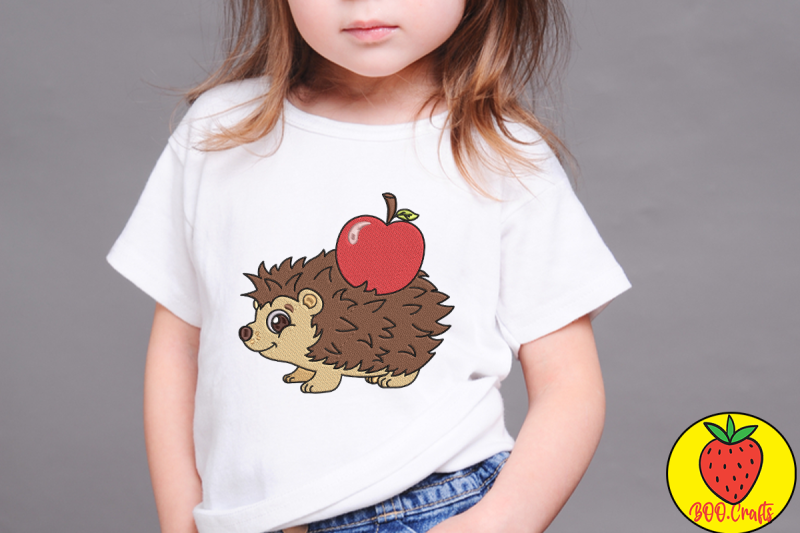 cute-hedgehog-apple-for-kid-embroidery