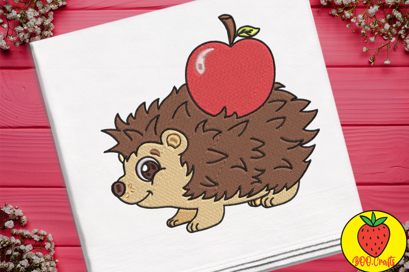 cute-hedgehog-apple-for-kid-embroidery