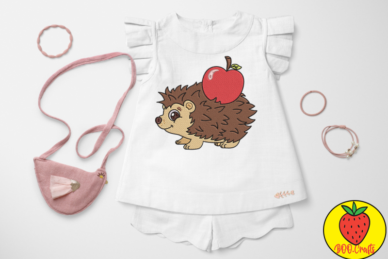 cute-hedgehog-apple-for-kid-embroidery