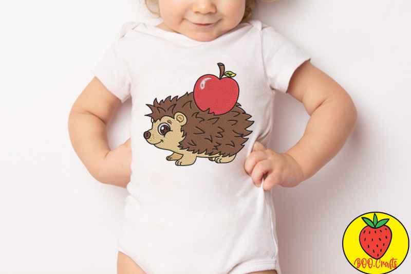 cute-hedgehog-apple-for-kid-embroidery